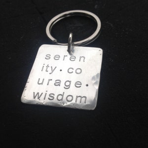 Serenity Courage Wisdom Tag Keyring Sobriety Gift Men Women Accessory image 1