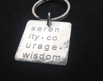 Serenity Courage Wisdom Tag Keyring Sobriety Gift Men Women Accessory