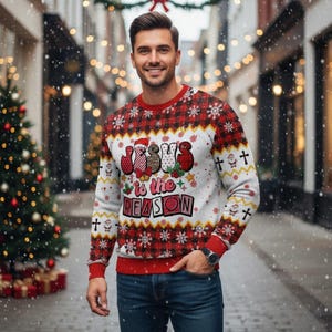 Religious Ugly Christmas Sweater Jesus The Reason Sweater Xmas Holiday Gift