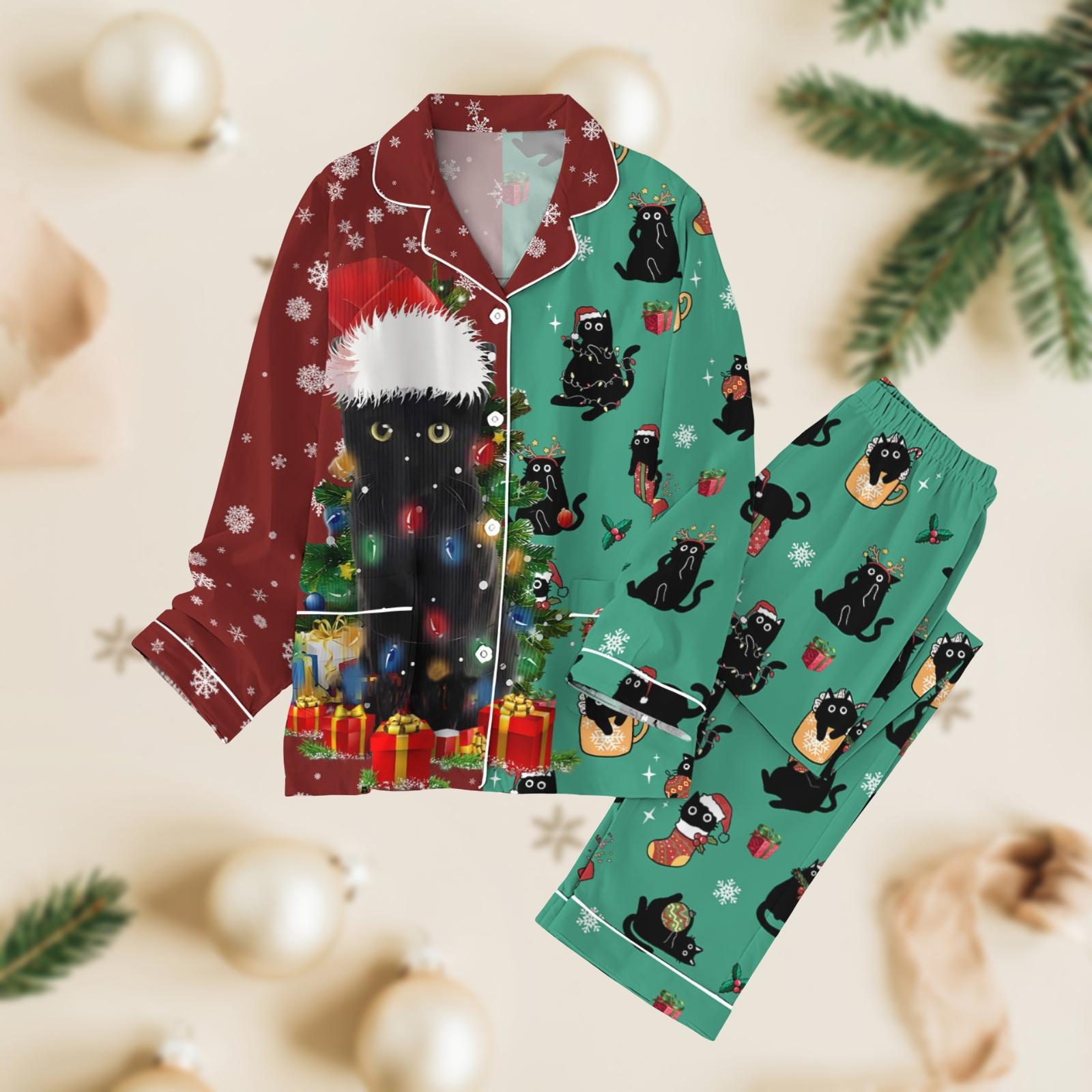 Discover Cat Pajamas Set, Cute Kitty Christmas Pajamas Family, Cartoon Matching Sleepwear Set, Holiday Gift For All