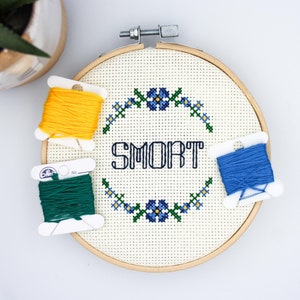 Brooklyn Nine-Nine TV Show Cross Stitch Pattern, Witty Design, Floral Needlepoint, Smort DIY Gift