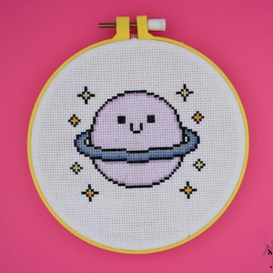 Kawaii Planet Cross Stitch Pattern: Beginner Space Design (PDF Pattern)