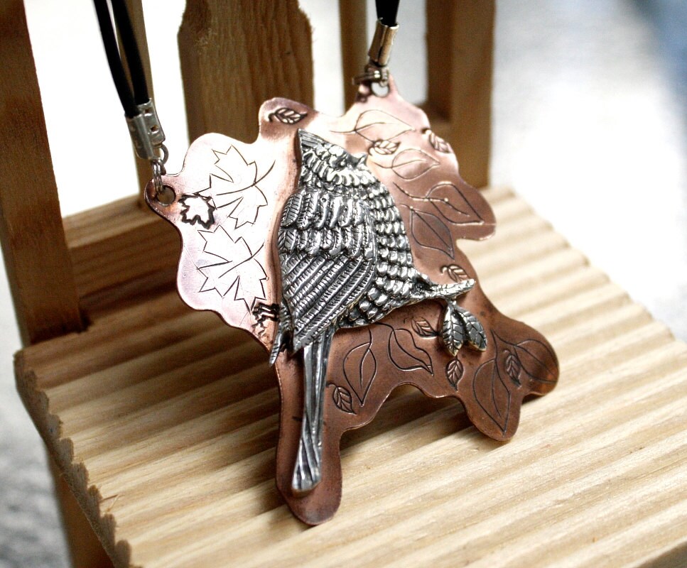 A gift idea for a bird watcher. Handcrafted waxwing necklace Etsy