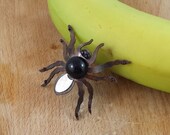 Spider jewelry. Spider necklace. Black onyx necklace. Halloween jewelry