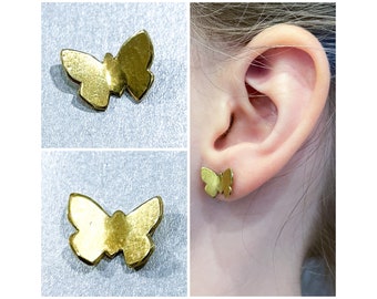 Brass and Silver Butterfly Earrings - A Perfect Gift for Little Girls