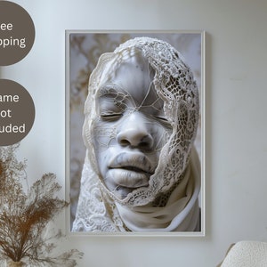 African Bust Sculpture, Home Decor, Black Art Print Poster, Black Woman, African American art, African Wall Art, African American Woman