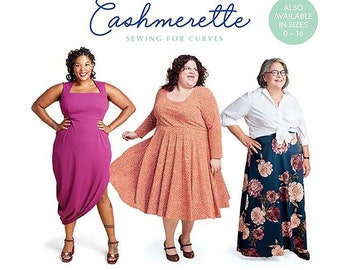 Cashmerette GRAFTON DRESS, Top & Skirt Plus Mix Match Expansion Pack 1207 Printed PLUS Size Sewing Pattern