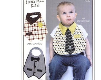 Vanilla House Designs DUDE BABIES! Little Man Bibs Printed Sewing Pattern