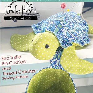 Jennifer Heynen Creative Co.  SEA TURTLE Pin Cushion and Thread Catcher Printed Sewing Pattern