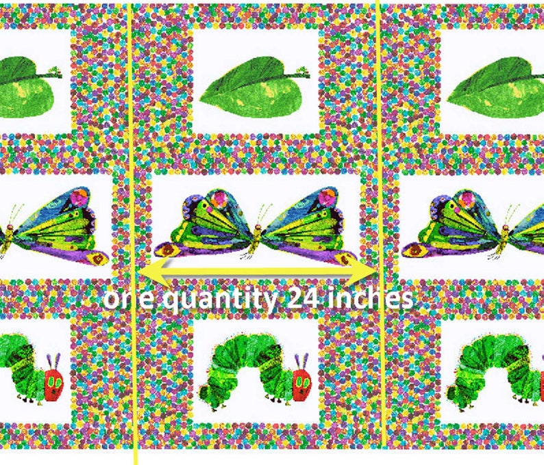 The Very Hungry Caterpillar Butterfly Panel 100/% Cotton Fabric Panel 3471