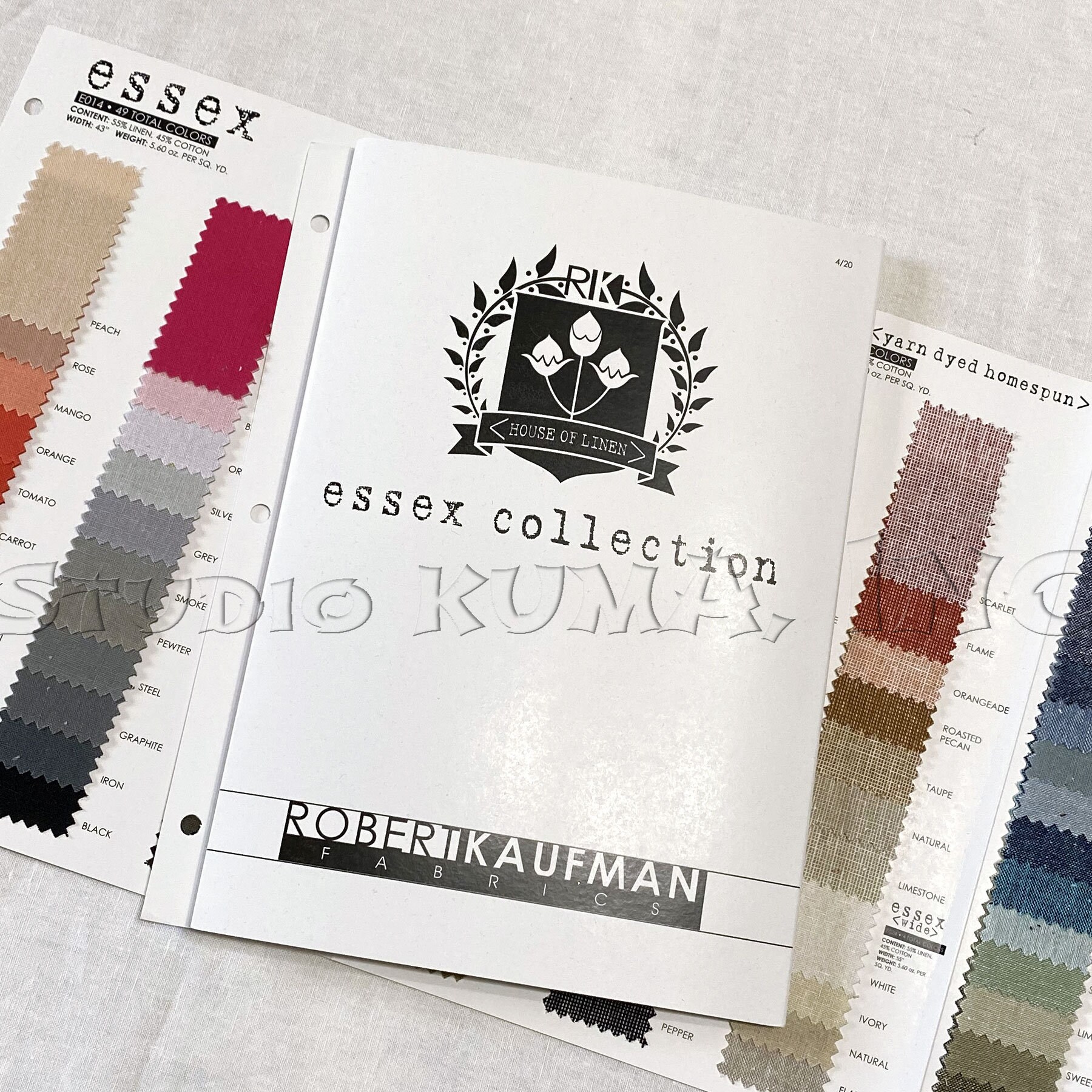 Newest Version! Robert Kaufman ESSEX COMPLETE color card!