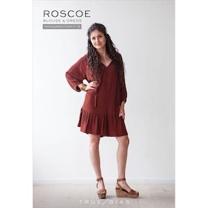 True Bias ROSCOE BLOUSE & DRESS Size 0-18 Printed Sewing Pattern