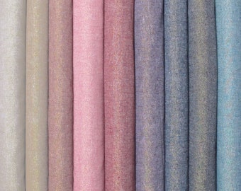 Robert Kaufman ESSEX Yarn Dyed METALLIC Linen Cotton Blend  fabric by the 1/2 yard