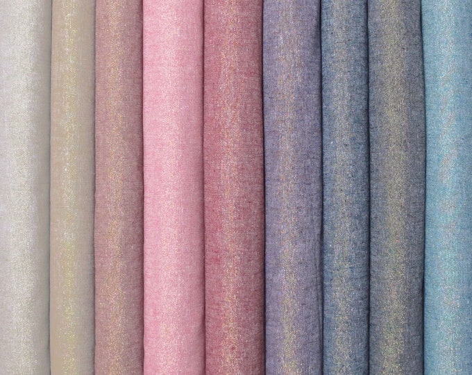 Robert Kaufman ESSEX Yarn Dyed METALLIC Linen Cotton Blend Fabric by