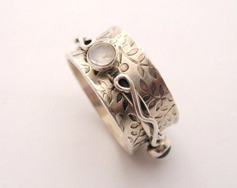 MADE TO ORDER - Sterling Silver Spinner Ring with Gemstones - Little Twiddle I