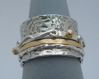 MADE TO ORDER - Twiddle Spinner Ring with Gold - Handmade Original