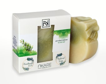 NKARE tea tree zeep 100% handgemaakt en natuurlijk - genezende werking voor gordelroos, huid en haar