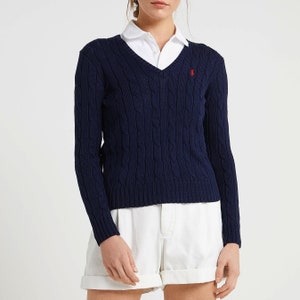 Ralph Lauren Zopfmuster-Strickpullover - Herren Rundhalsausschnitt Damen V-Ausschnitt und Rundhalsausschnitt Langarm S-XXL - Geschenk für Ihn Sie - Klassischer Komfort und Stil