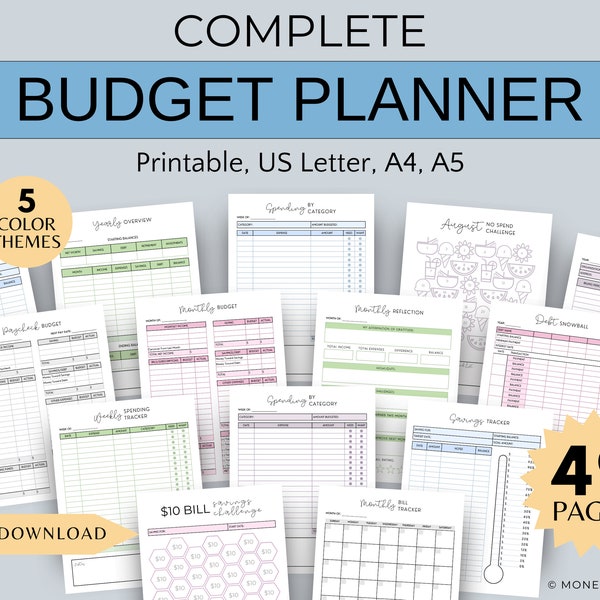 Basic Budget Planner, A5 Budget Planner Printable, A4 Budget Bundle, Budget Tracker US Letter, Budget Book, Bi Weekly Budget Planner