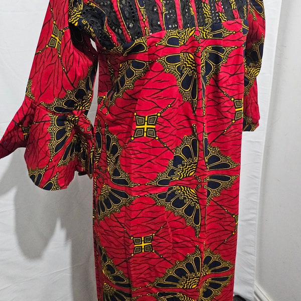 Wax red print dress for women