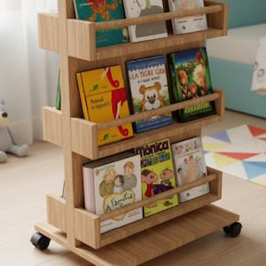 Mobile Montessori Bookshelf Plan: DIY Wood Bookcase (PDF File)