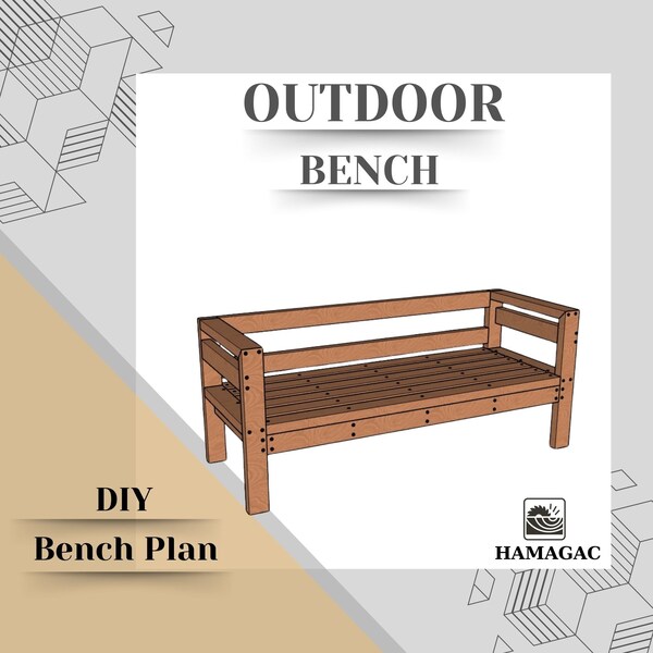 DIY Outdoor Bench Plans, Garden Bench Woodworking Plans, Easy Build,Step by Step Build Guide