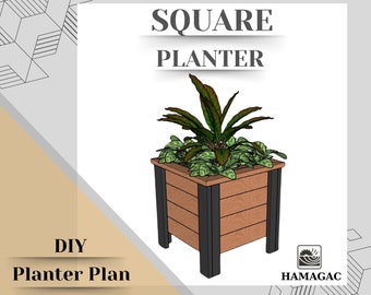 Plan de jardinière carrée, plans de boîte de jardinière surélevée bricolage, plan de jardinières d'extérieur, plan de jardinière de jardin, plans de boîte, fichier PDF à téléchargement immédiat