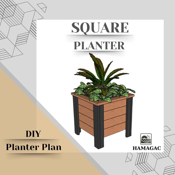 Square Planter Plan,DIY Raised Planter Box Plans,Outdoor planters plan,Garden planter plan,Box Plans, ,PDF File Instant Download