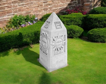 Directional marker rock figure 18&quot; Massive seasons rock statue Outdoor cement sculpture Concrete yard ornaments sculpture Four season marker