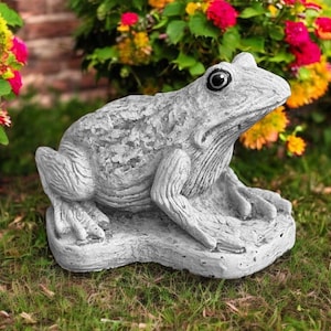 Cement frog statue 5" Concrete marine animal figurine, Stone frog figure, Solid yard toad gift sculpture, Lawn painted ornament, Garden gift