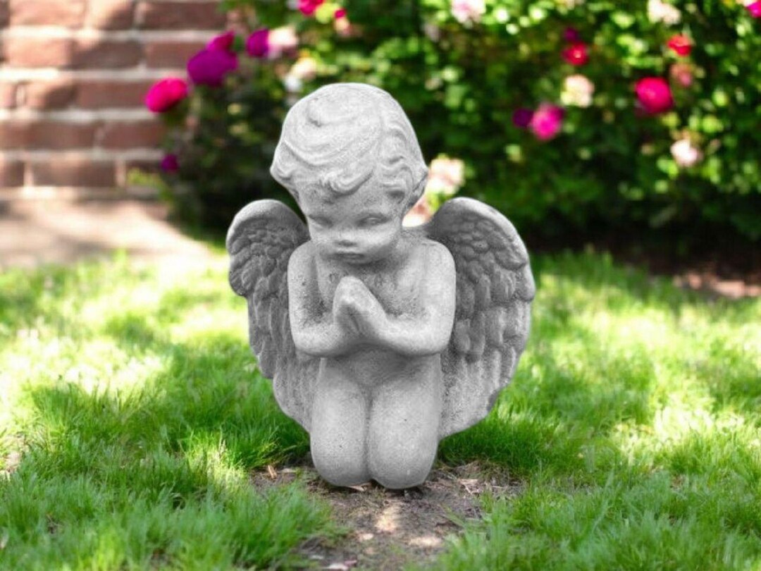 Little Angel Statue 7" Cherub Lawn Decor, Religious Garden Art ...