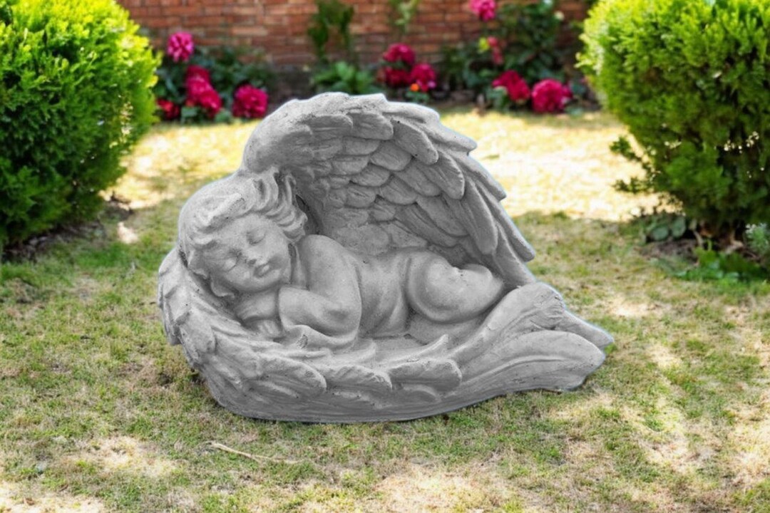 Sleeping Angel in Wings Statue 5" Religious Child Figure, Laying Cherub ...