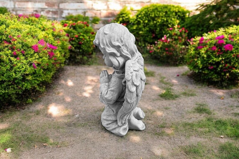 Praying Angel Girl Figure 11" Concrete Religious Cherub Statue, Yard ...