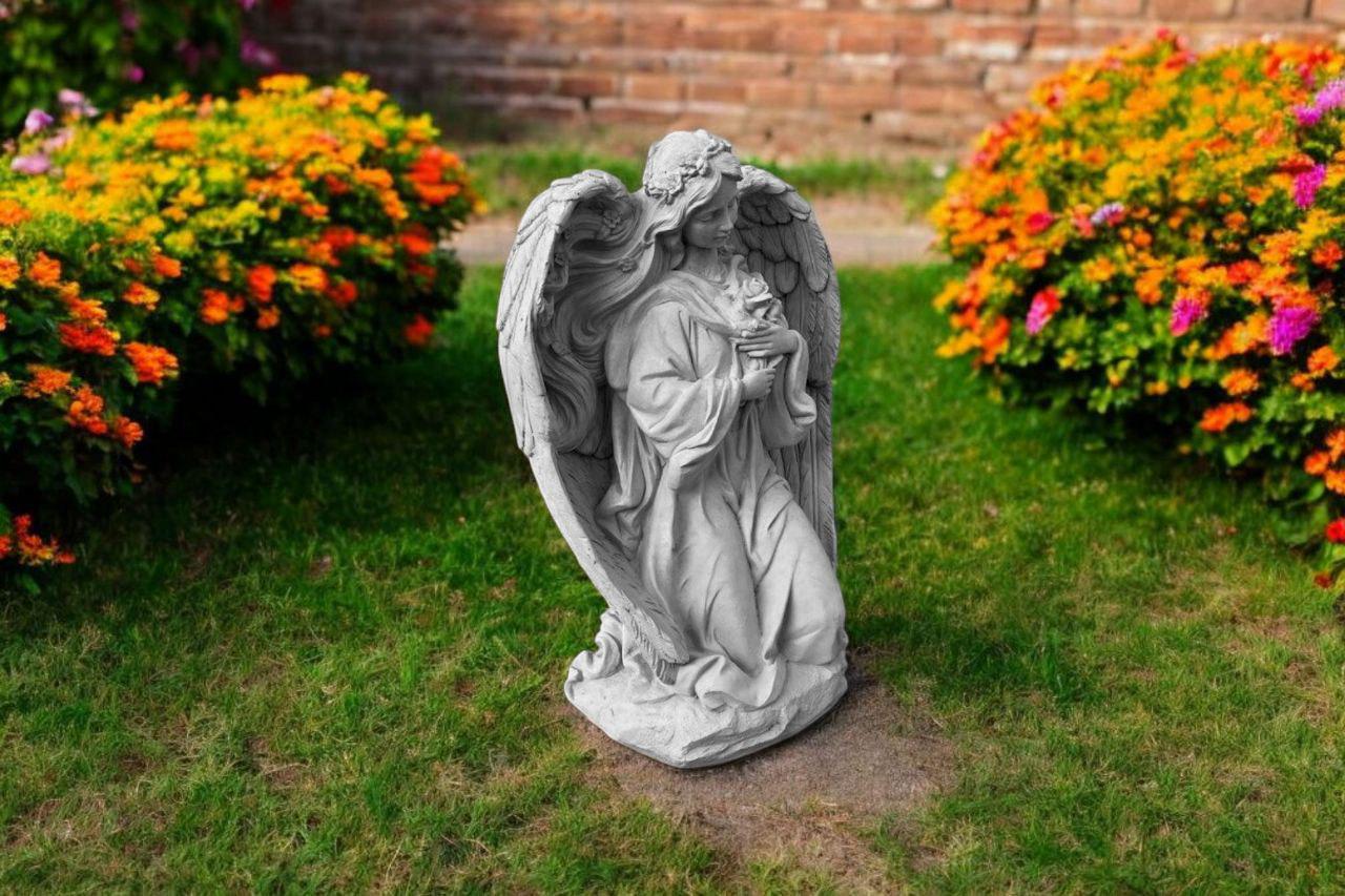 Stone Angel Girl Statue 16" Garden Religious Decoration, Concrete Yard ...