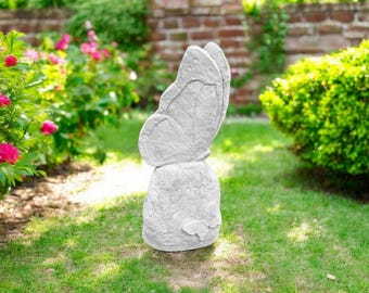 Concrete butterfly statue 17" Outdoor butterfly decoration, Yard decor, Butterfly art, Spring outside art, Stone rock with butterfly