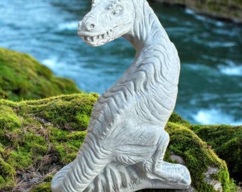 Dinosaur baby statue 10" Outdoor animal sculpture, Sitting dinosaur, Yard animal art, Detailed dinosaur, Garden decoration, Stone dinosaur