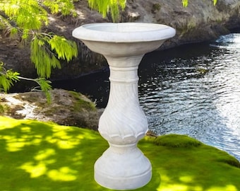 Bird bath figure 20" Concrete sundial base, Garden bird bath, Water bath for birds, Outdoor decoration, Bird bath decor, Yard statue