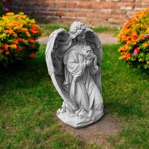 Stone Angel Girl Statue 16" Garden Religious Decoration, Concrete Yard ...