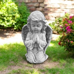 Praying Angel Girl Figure 11" Concrete Religious Cherub Statue, Yard ...