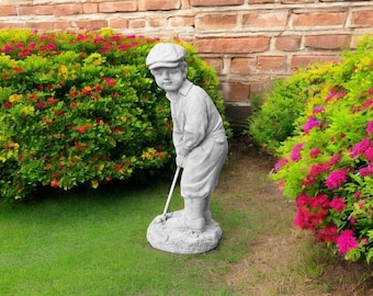 Large golfer man figure 21&quot; Massive golfer man statue, Backyard or patio decoration, Standing stone golfer sculpture, Lawn art figurine