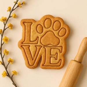 Love Dog Paw Cookie Cutters For Dog Treats | Dog Cookie Cutters | Cookie Stamps | Fondant Stamps | Cookie Cutters For Polymer Clay