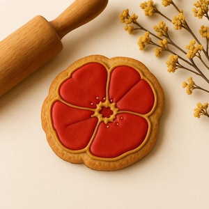Poppy Flower Cookie Cutters & Stamps | Pastry Cutters | Fondant Stamps | Crafts Cookie Cutters | Polymer Clay Cutter