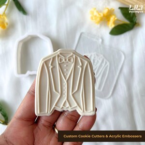 Groom Suit Fondant Embosser Stamp & Cookie Cutter for Raised Pop Up Fondant, Bridal Shower, Groom and Wedding Cookie Cutter | LiliDecoupes