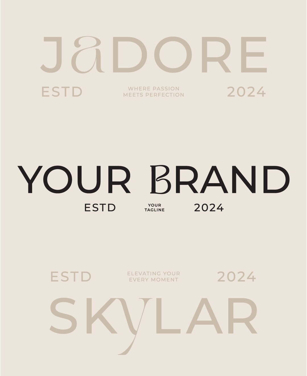 Semi-custom Logo, Elegant Text Logo, Premade Branding Kit, Professional ...
