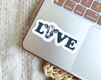 Love Cow Vinyl Sticker - Cute Sticker - Die Cut Decal - Western Label - Waterproof Sticker - Cow Sticker - Kindle Sticker