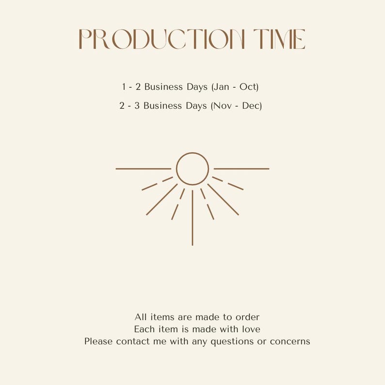 May include: Production time for handmade items: 1-2 business days (January - October) and 2-3 business days (November - December). All items are made to order and each item is made with love. Please contact me with any questions or concerns.
