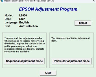 Epson L8050 Resetter Software