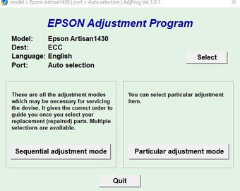 Epson Artisan 1430 Resetter