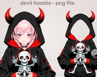 Vtuber Asset, Devil Hoodie, Skeleton Hoodie, png file