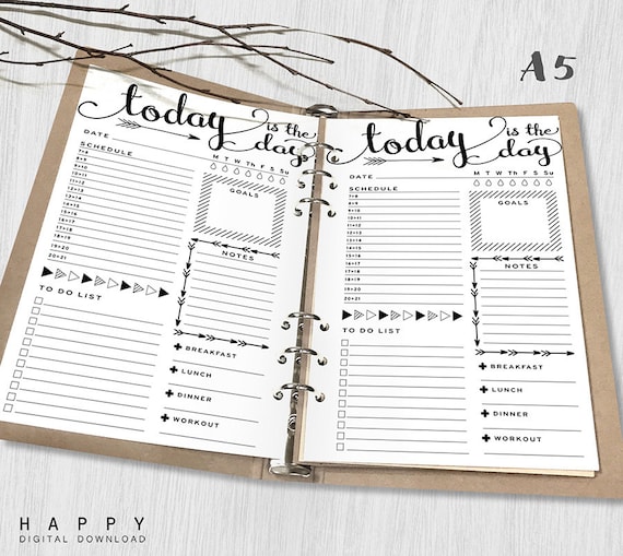 Printable Daily Planner Inserts A5 Daily Planner Printable Etsy